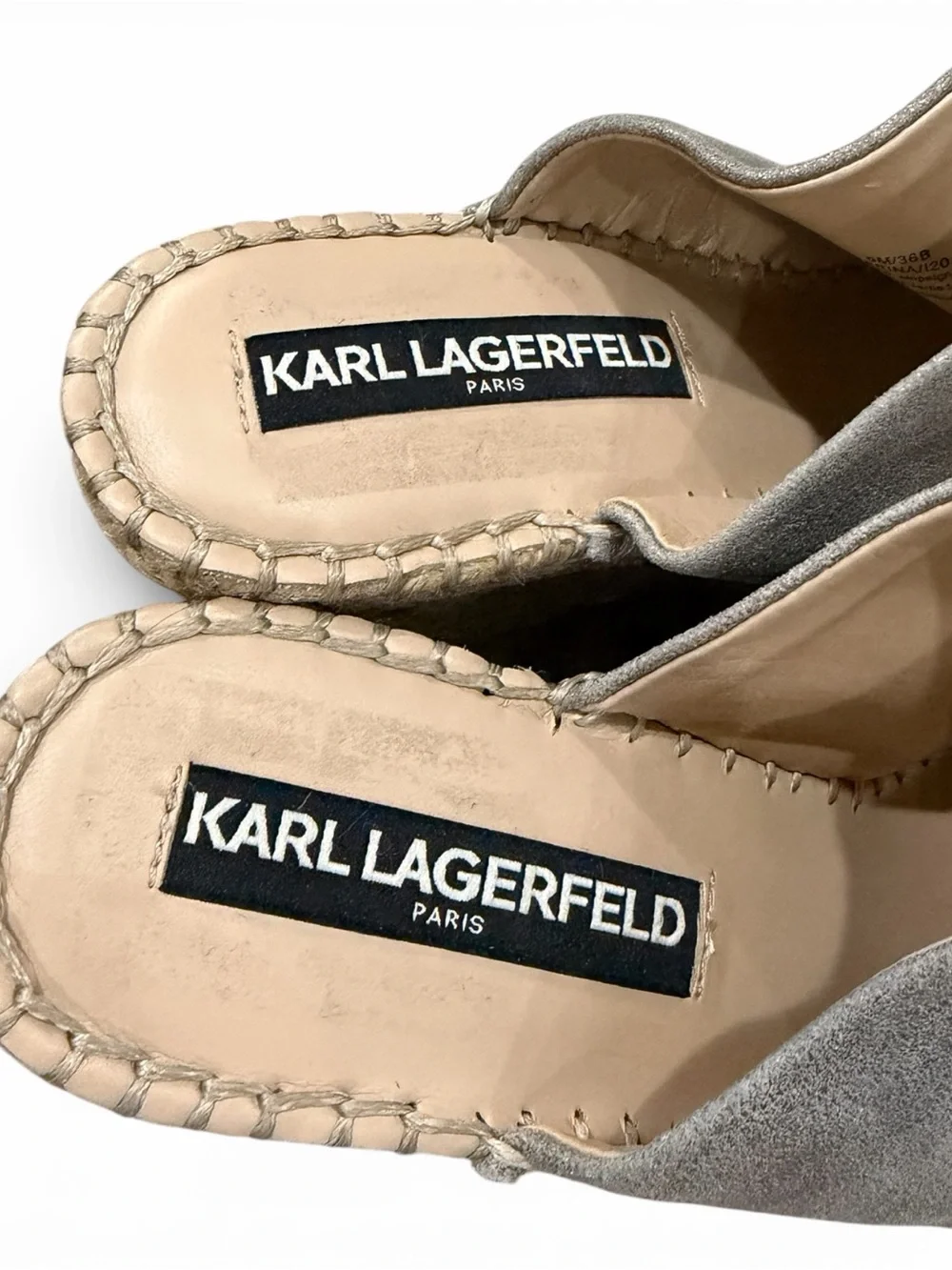 Karl Lagerfeld Pairs Women's 6 Carina Silver Leather Wedge Espadrille Sandals S5